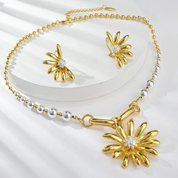 Oorbellen ketting Viennois Dubai bloem sieraden set gouden kleurringen armband Afrikaanse trouwsets voor vrouwen