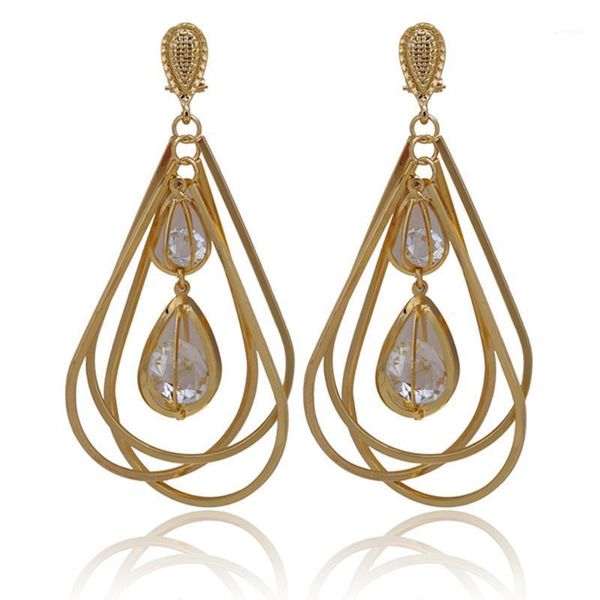 Boucles d'oreilles Collier En Gros Exquis Africain Big Long Drop Dangle Bijoux De Luxe Or-couleur Femme Nigérian Conception De Costumes De Mariage