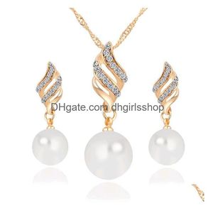 Boucles d'oreilles Collier En Gros Perles Boucles D'oreilles Ensembles De Bijoux Pour La Fête De Fiançailles Spirale Diamant Fleur Pendentif Chine Usine D Dhhev