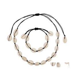 Oorbellen ketting dames mode verstelbare natuurlijke schaal zee touw choker toevoegen armband sieraden diy drop levering sets dhupc