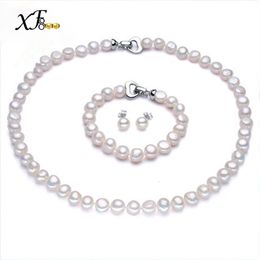 Boucles d'oreilles collier XF800 ensembles de bijoux en perles baroque naturel collier de perles d'eau douce boucle d'oreille Bracelet bijoux de mariée fins pour les femmes à la mode Xf1002 230228