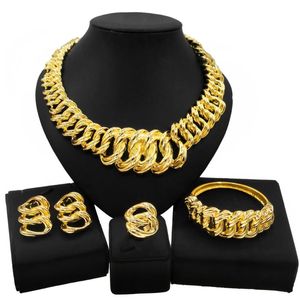 Oorbellen ketting Yulaili Hoge kwaliteit elegante verstelbare vergulde sieraden set en Dubai bruiloft sets bruids groothandel