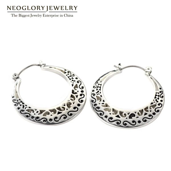 Pendientes Neoglory Classic Vintage Hoop Pendientes Allergy Free Plated Fat For Women Fashion Jewelry 2020 Nuevos regalos FA