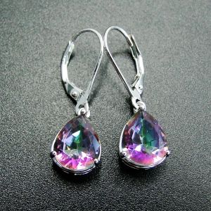 Boucles d'oreilles Nouvelles boucles d'oreille en argent sterling 925 avec boucles d'oreilles arc-en-ciel Mystic Topaz