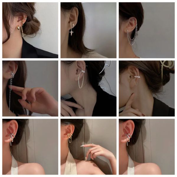 Boucles d'oreilles Nouvelles plans à double chaîne de mode