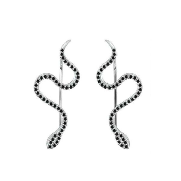 Boucles d'oreilles Nouvelles boucles d'oreille de boucles d'oreille de gouttes de serpent de couleur argentée pour femmes dames noires spinel femelle don de boucle d'oreille 230831