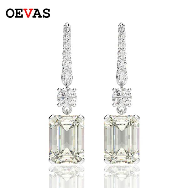 Boucles d'oreilles Oevas Luxury 925 argent sterling créé Moissanite Gemstone White Gold Drop Hook Hook Oread Oread Bijoux Gift Wholesale