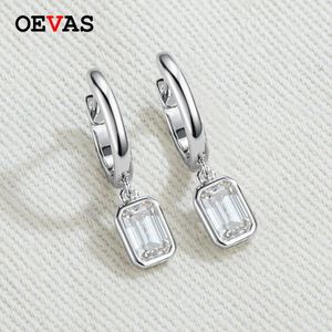 Oorbellen OEVAS Echte 0,8 karaat rechthoek Moissanite oorbellen voor vrouwen 100% 925 sterling zilver bruiloft feest sprankelende fijne sieraden