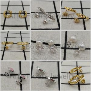 Oorbellen Populaire 925 Zilveren Gouden Parel Leuke Roze Kristallen Oorbellen Pendientes Mujer Moda Fijne Beer Lichte luxe sieraden Gratis levering