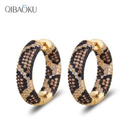 Oorbellen populaire sieraden Gold vergulde edelsteen oorbellen Multicolor zirkoon luipaardcirkel oorbellen Python oorbellen
