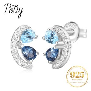 Boucles d'oreilles potiy pear natural ciel London Blue Topaz 925 Boucles d'oreilles en argent sterling pour femme Daily Gemstone Fine Jewelry Birthday Gift