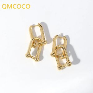 Oorbellen QMCOCO Zilverkleur Creatief ontwerp Ushape Dubbele kronkelende surdrop Fashion punk Charm Earring voor vrouwelijke sieradenaccessoires