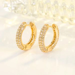 Boucles d'oreilles Véritable or jaune 18 carats boucle d'oreille diamant femmes fines Aros Mujer Oreja boucles d'oreilles en or 18 carats avec pierres précieuses Orecchini pour femmes