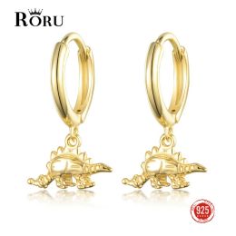 Boucles d'oreilles Roru S925 Nouveau créatif intéressant Golden petit animal dinosaure haute qualité mignon hommes et femmes Bijoux d'oreille en gros