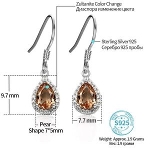 Oorbellen Ruby Amethyst Topaz Zultanite 925 Sterling Silver Drop Earring voor vrouwen Gemaakt Diaspore Kleurverandering Steen Fijne sieraden