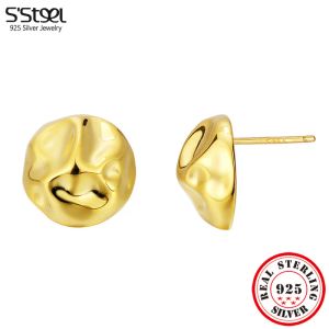 Oorbellen s'steel 925 Sterling zilveren onregelmatige studs gouden oorbellen voor dames trendy luxe tragus piercing oordeel feest fijne sieraden