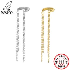 Oorbellen s'steel Koreaanse lange keten Tassel oorbellen voor vrouwen 925 Sterling Silver Ear Cuff Clip op oordingen zonder piercing fijne sieraden