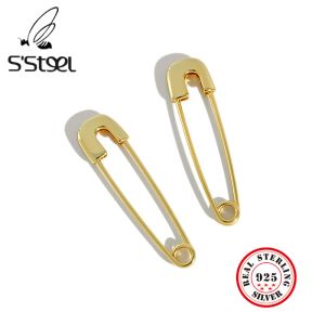 Oorbellen S'STEEL veiligheidsspeld oorbellen hoepel voor vrouwen Koreaanse 18K gouden oorbellen Pendientes 925 sterling zilveren oorbellen minimalistische sieraden