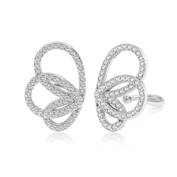 Boucles d'oreilles S925 Pure Grajout d'oreille en argent pur avec ailes de papillon et incrustation de zircone pour la polyvalence