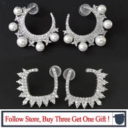 Pendientes S925 Estrella de plata esterlina y pendientes de perlas lunares Pendientes en forma de dental