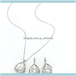 Oorbellen Sets Jewelry Drings Ketting Hoge Kwaliteit Driehoek Design Dames Jwellery Set gemaakt met Oostenrijks Crystal for Bridal Wedding Jewel