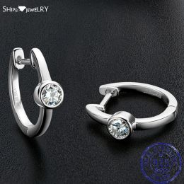 Oorbellen Shipei 100% 925 Sterling Silver VVS 4 mm Echte Moissanite Diamonds Gemstone Party Paar Hoep oorbellen Sieraden met GRA GROEGANGEN