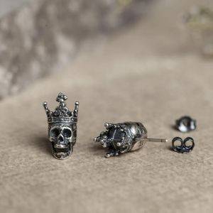 Pendientes Pendientes de plata 925 para mujer Pendientes con forma de corona de rey calavera para mujer Joyería de boda para fiesta 2022 Estilo vintage Un par al por mayor