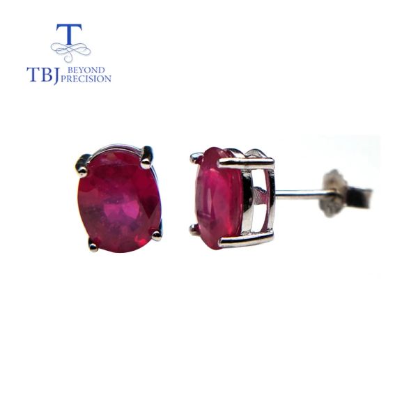 Pendientes Diseño simple Pequeño Pearrente Gémica Natural Ruby African Ruby con 925 Joyas finas de plata esterlina para mujeres ropa diaria Nice regalo