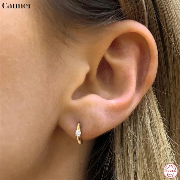Boucles d'oreilles simples Circle de luxe Zircon Brûle d'oreille 925 Boucles d'oreilles CZ Crystal Crister Cz pour femmes