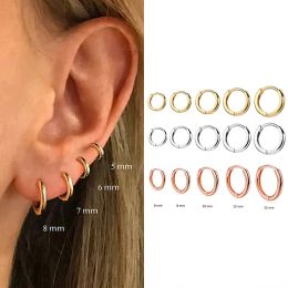 Boucles d'oreilles simples couleurs or minimales minuscules boucles d'oreilles cartilage de cartilage oreilles brillante perforation accessoire à la mode petite hugtie des cerceaux pour hommes