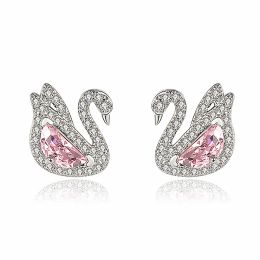 Boucles d'oreilles smvp swan élégant rose cristal zircon diamants pierres de pierre boucles d'oreilles pour femmes girls blanc or couleur mode bijourie cadeaux