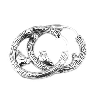 Oorbellen lente vogel hoepel oorbellen mode 925 sterling zilveren sieraden vintage ronde cirkelvorm vrouwen oorbellen sieraden accessoire meisjes