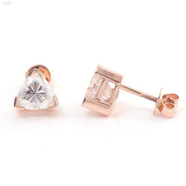 Pendientes Stud 10k Rose Gold Trillion Cut 0.5ct Moissanite Diamond One Stone Pendiente Joyería de moda fina Pendientes para mujeres