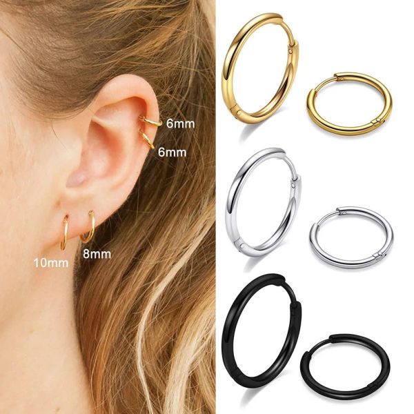 Boucles d'oreilles en acier inoxydable chirurgical Boucles d'oreilles de cerceau pour femmes hommes 1,6 mm boucles d'oreilles cartilage hélice lobes boucles d'oreilles anneaux