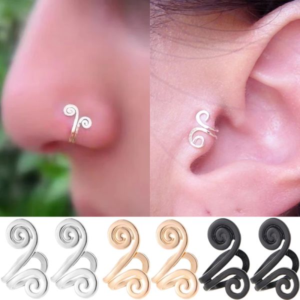 Pendientes Swirl Snail Naring Clip Trogus Clip Pendientes de la oreja Mujeres Mujeres Falsas Pierdes EarlobeBebebe No.