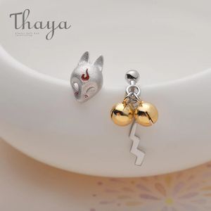 Oorbellen Thaya Fox Stud Oorbellen S Sier Animal 3d Fox Handgemaakte Gouden Bel Oorbellen voor Vrouwen Mooie Koude Feestsieraden Cadeau Sieraden