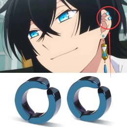 Oorbellen De case study van Vanitas Stud -oorbellen anime vanita dezelfde blauwe oor botclip voor mannen roestvrijstalen sieraden cosplay custom