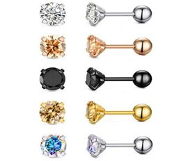 Boucles d'oreilles tragus lage zircon oreille étalon rond Crystal 316l en acier inoxydable AB Or osse nail clair Cz 4 mm rose or noir fashio9132170