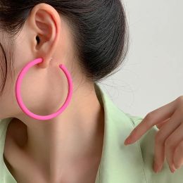 Boucles d'oreilles Trendy C Forme GRANDES BOUCtes d'oreilles Big Round Hoop For Women Girl Korean Geometric Resin Circle Acrylique Boucles d'oreilles