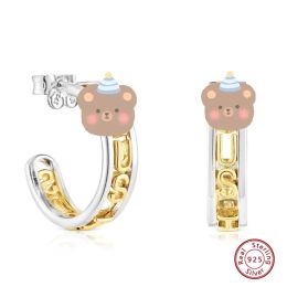 Boucles d'oreilles uniques et élégantes boucles d'oreilles en argent en argent avec conception d'alphabet semi-circulaire pour les femmes
