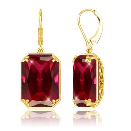 Oorbellen Vintage Ruby Drop Earrings 18K Gold Ploated Women Luxury Hanging 925 Sterling Silver Hoop oorbellen Betrokkenheid Fijne sieraden Gift