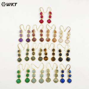 Boucles d'oreilles wkte734 wkt 2023 style anniversaire style natural gemmstone gold plaqué design long boucles d'oreilles lady anime fête belle tendance