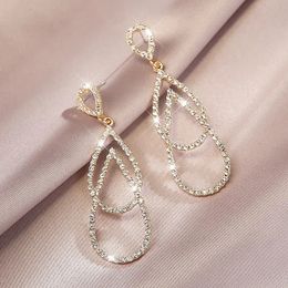 Boucles d'oreilles femmes luxueux géométrique plein strass coréen couleur or amour mode bijoux 240401