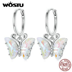 Oorbellen Wostu 925 Sterling zilveren kleurrijke vlinderdruppel