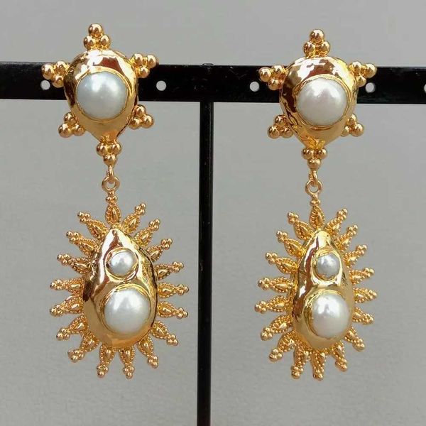 Pendientes Chapado en oro amarillo Keshi Pearl Sunshine Stud Pendientes estilo religioso fiesta para mujer joyería 230831