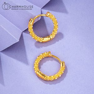 Oorbellen geel goud vergulde hoepel oorbellen voor vrouwen 20 mm gedraaid kleine cirkel oor manchet brincos femme vintage sieraden accessoires geschenken