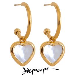 Oorbellen yhpup natuurlijke schaal hart drop roestvrij staal goud kleurringen oorbellen voor vrouwen romantisch zoete dagelijkse sieraden bijoux femme cadeau