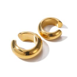 Oorbellen jeugdway roestvrij staal c vorm geometrische eenvoudige oorclip voor vrouw gouden kleur textuur trendy sieraden waterdicht