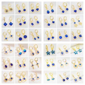 Boucles d'oreilles yunkingdom 36 paires / lot blanc bleu rouge cz boucles d'oreilles en or boucles d'oreilles en or pour femmes oreilles fins sets juifs de mode