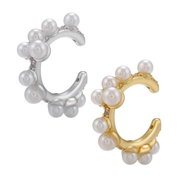 Boucles d'oreilles Zhukou Pearl Ear Cuff Clip de mode sur boucles d'oreilles pour femmes gracieuses Fake Piercing Boucles d'oreilles Amitié bijoux en gros Ve677